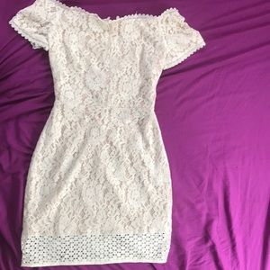 white lace floral pattern dress